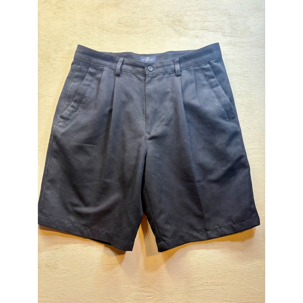 VTG 90s Dockers Golf Shorts Mens 33 Cadet Black Twill Pleated Quiet Money Dad